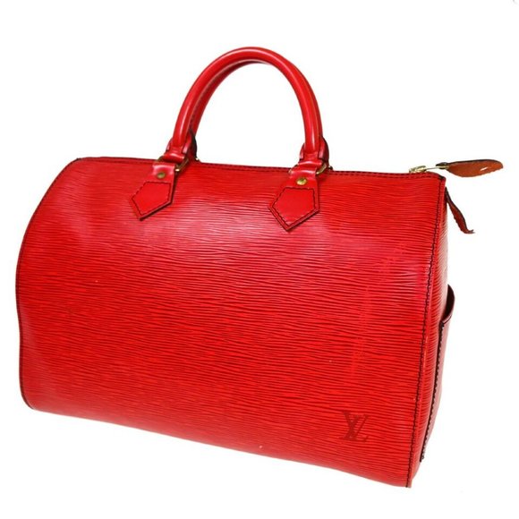 LOUIS VUITTON LV Logo Speedy 30 Travel Hand Bag Epi Leather Red - Picture 1 of 16